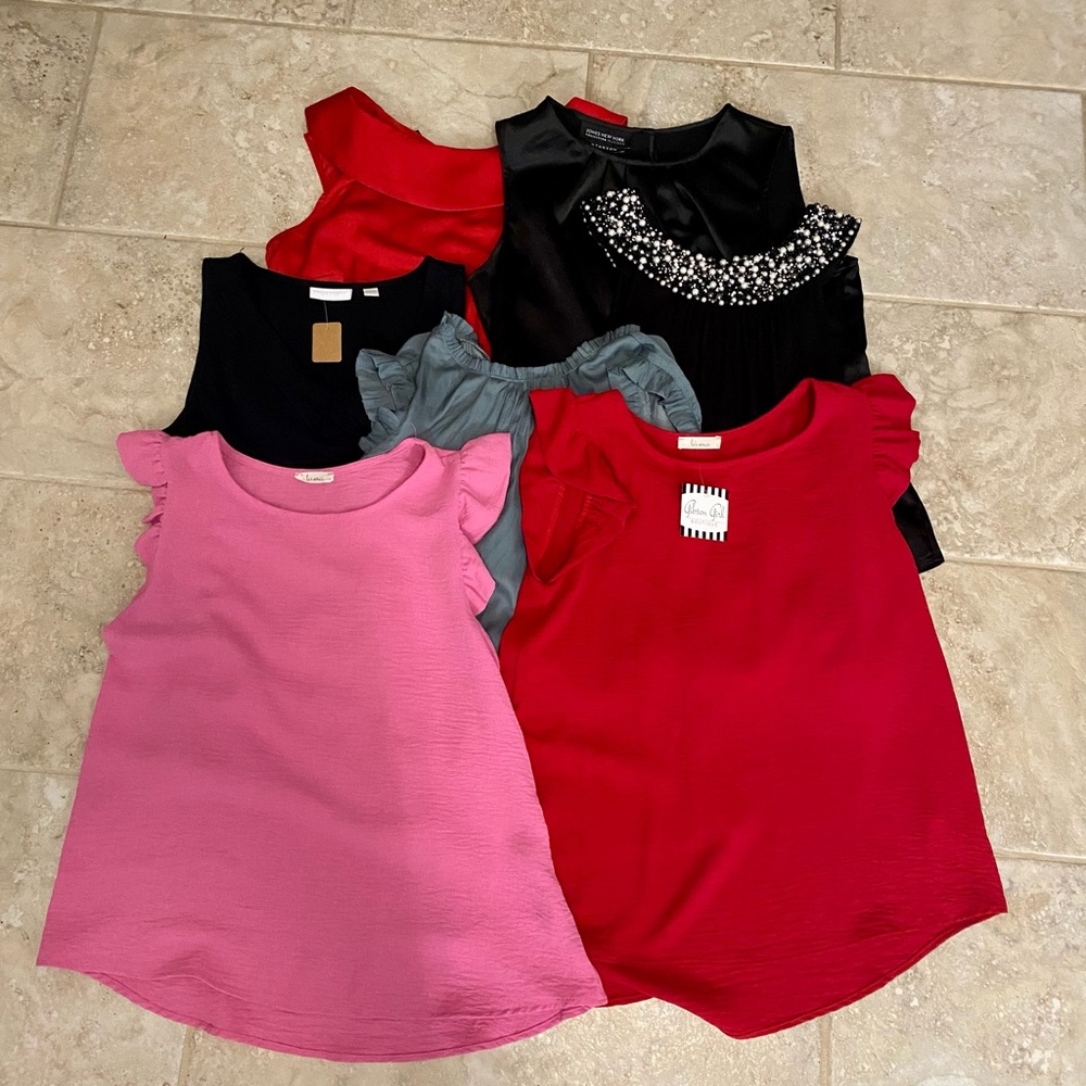 Seven Sleeveless NWT or NWOT blouses, size small